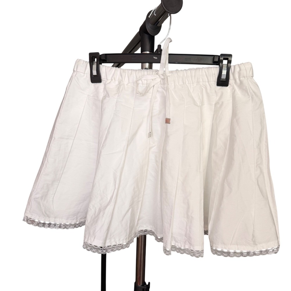 J.Crew White Lace Trim Pleated Mini Skirt NWT $98 Size S